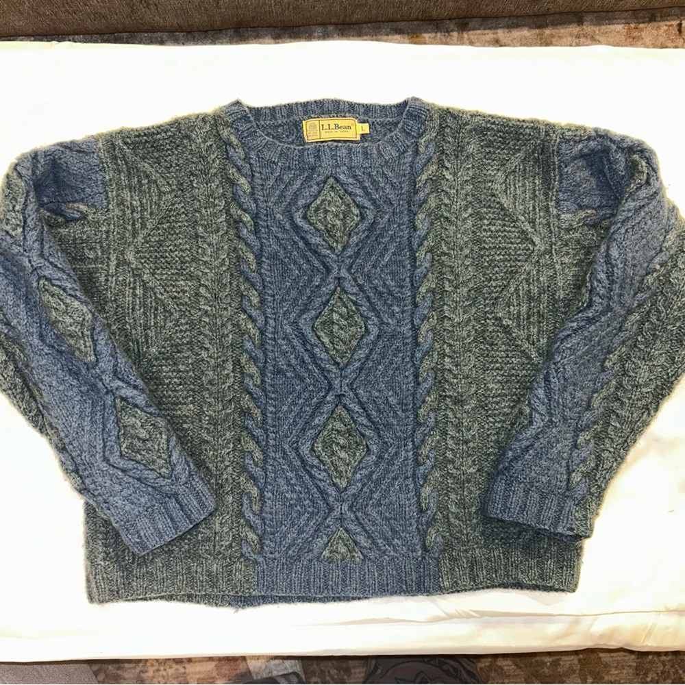 Vintage LL Bean Chunky Knit 100% Wool Sweater